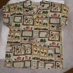 Hand stitched scrub top. Hand made.